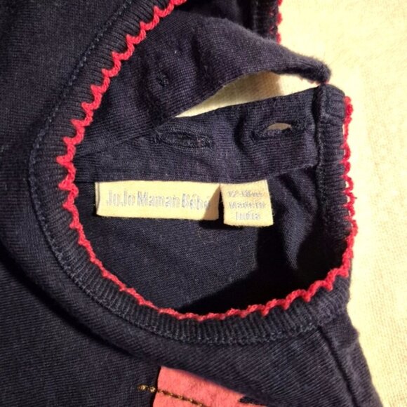 Jojo Maman Bébé girls size 12-18 months navy hedgehog with leaves shirt, guc - Picture 3 of 5